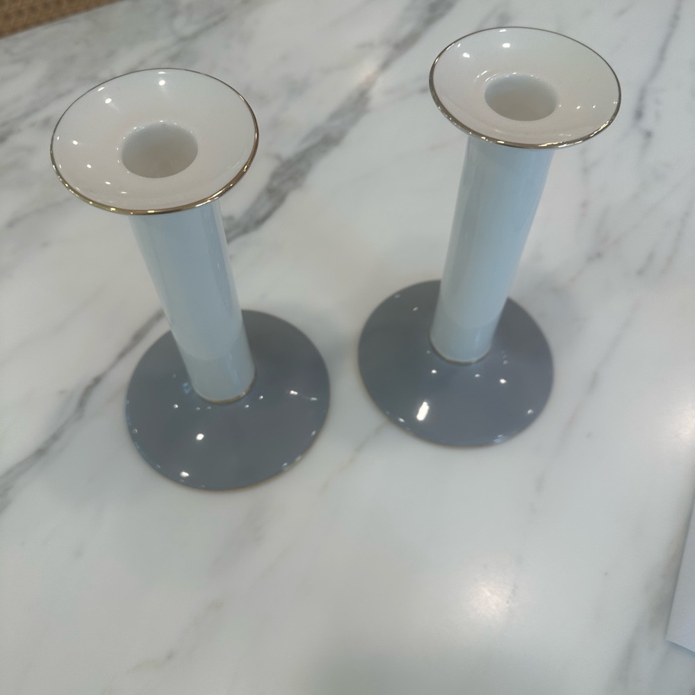 Kate Spade White and Gray Candle Holders Modern Accents